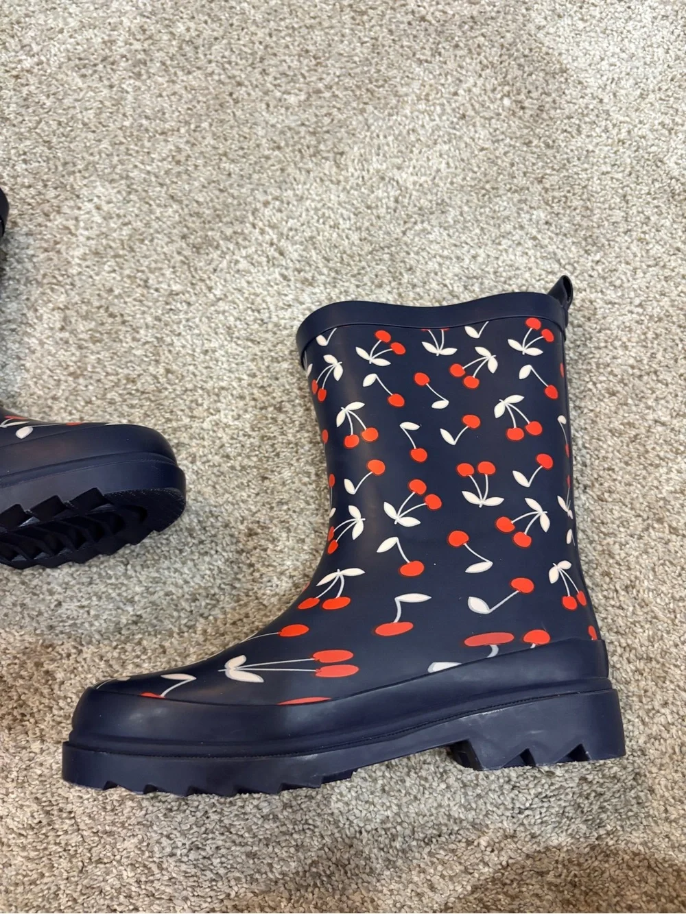 Janie and Jack Cherry Print Little Girl Rain Boots Size 12